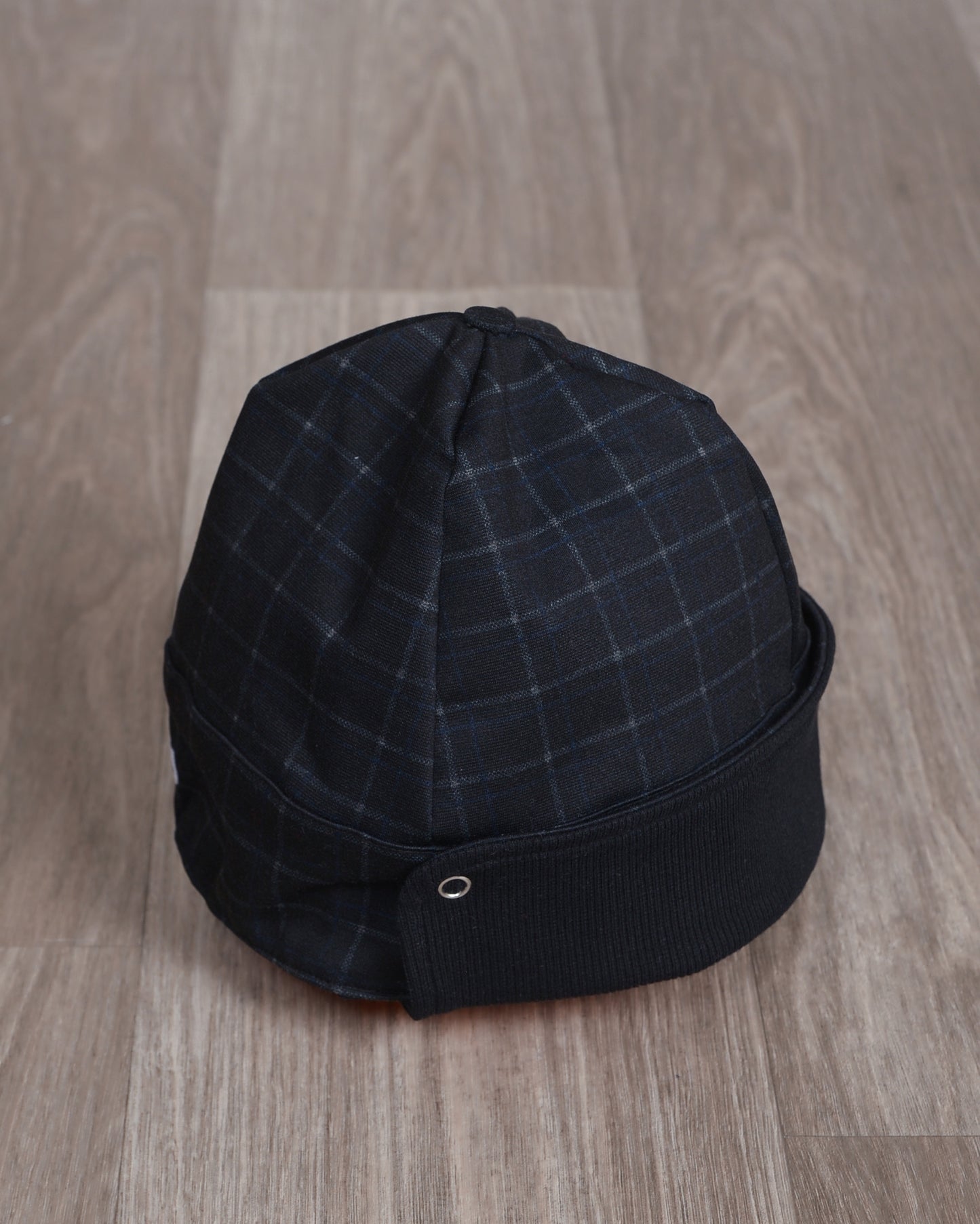 Plaid Navy & Black Flip Hat - Adult