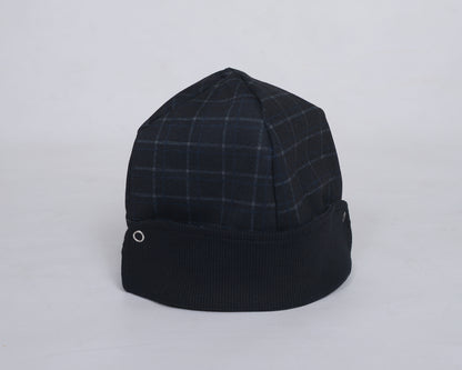 Plaid Navy & Black Flip Hat - Adult