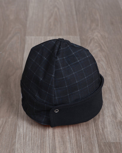 Plaid Navy & Black Flip Hat - Adult